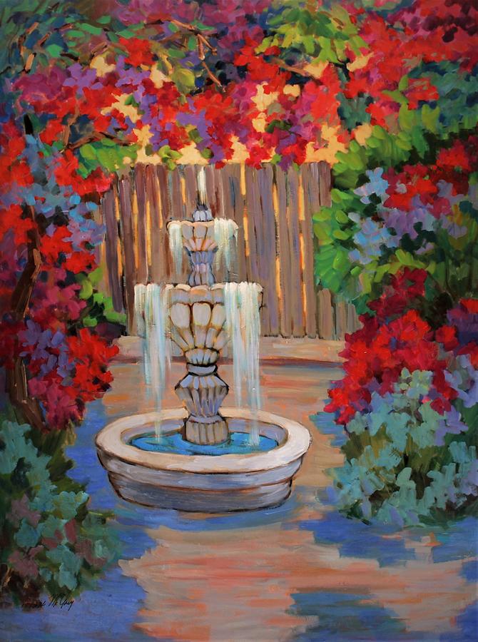 Fountain Painting - Summer Bougainvillea  #1 by Diane McClary