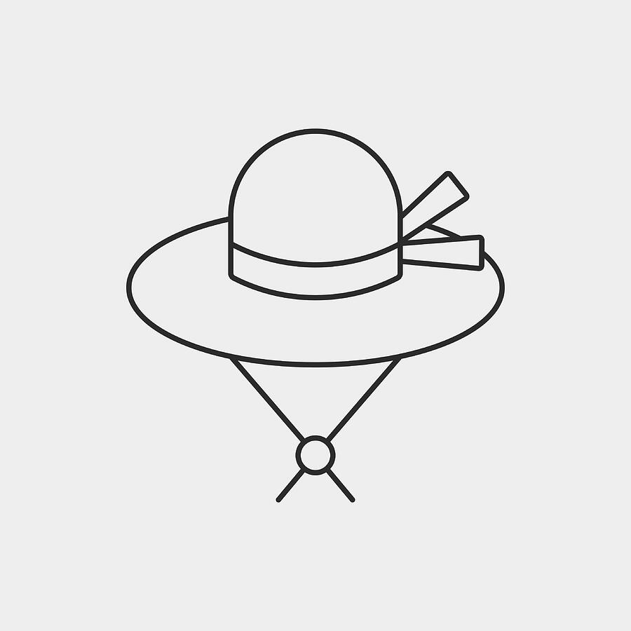 Sun Hat Line Icon #1 Drawing by Vectorchef