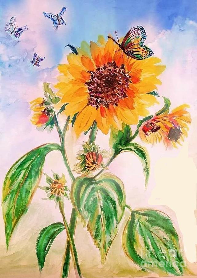 Sunflower #1 Mixed Media by Amanda Dinan