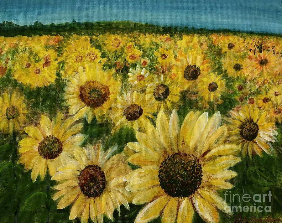 Sunflower Field  Painting by Deb Stroh-Larson