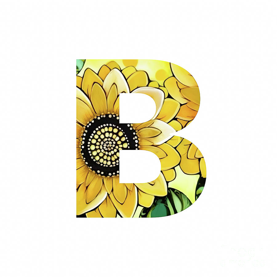 Letter B Digital Art - Alphabet Letter B Sunflower by Tina LeCour