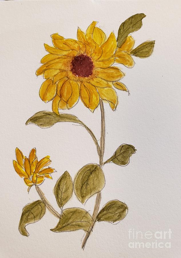 Sunflower  #1 Painting by Margaret Welsh Willowsilk