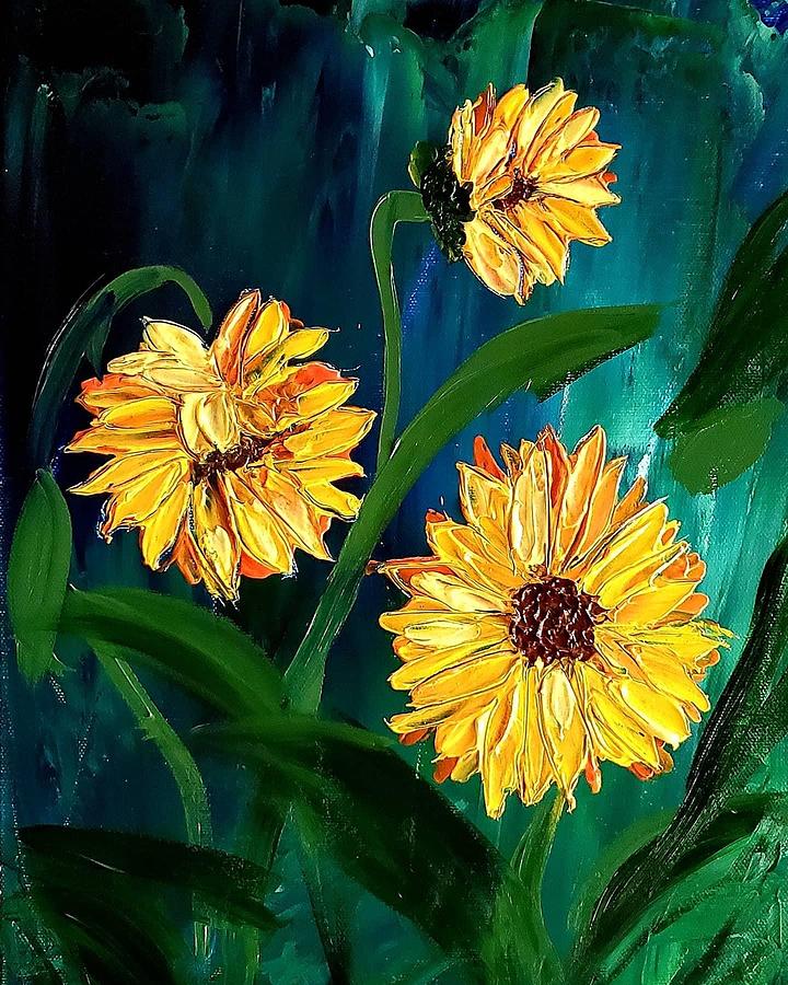 Sunflowers #1 Painting by Amy Kuenzie