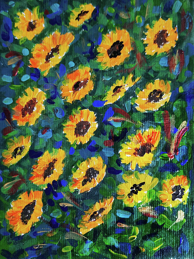 Sunflowers #1 Painting by Asha Sudhaker Shenoy
