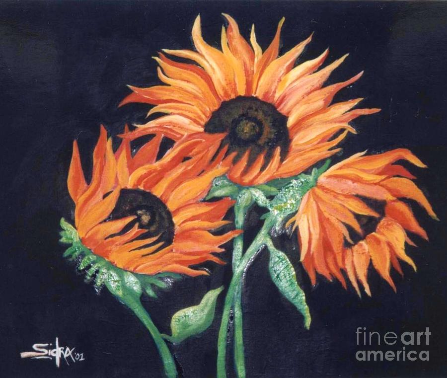Sunflowers Painting - Sunflowers by Sidra Myers Sunflowers Painting - Sunflowers by Sidra Myers