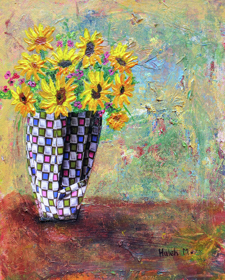 Sunflowers Warmth #1 Painting by Haleh Mahbod