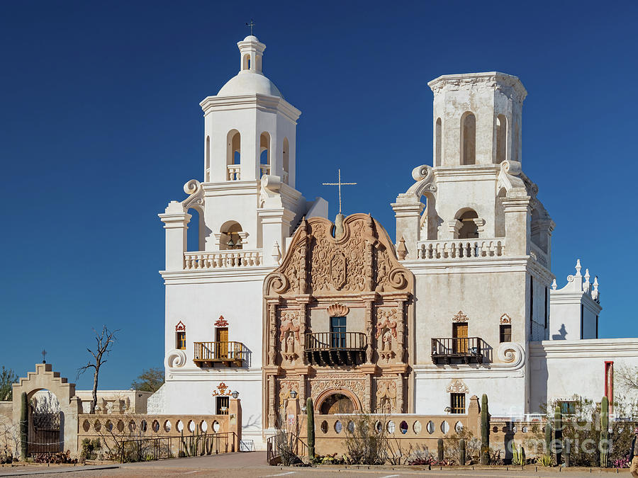 Sunny view of the beautiful San Xavier del Bac Mission Photograph by ...