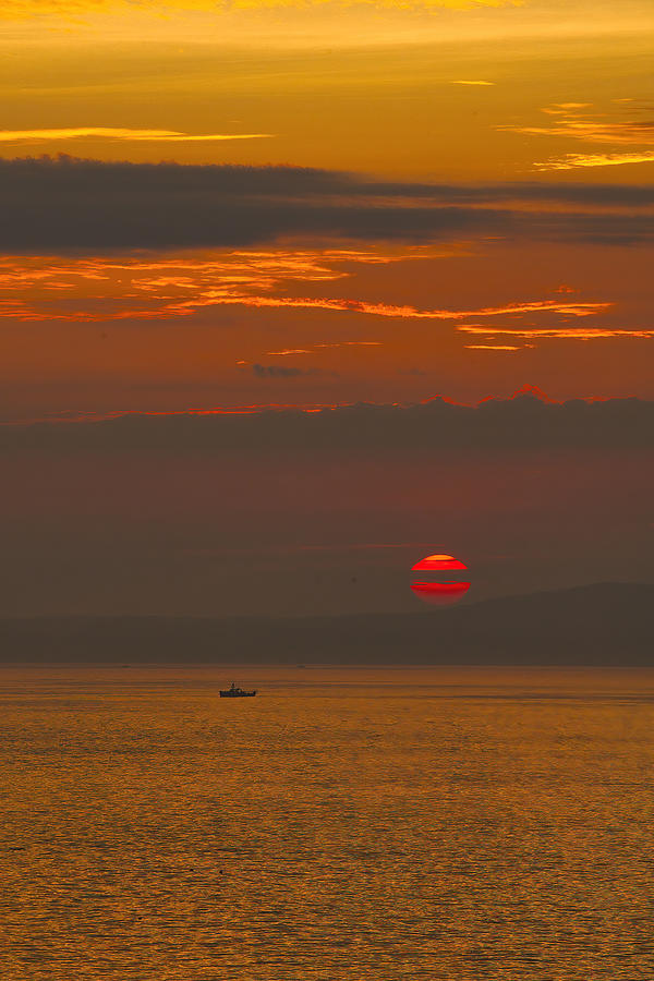 Sunrise And Lobster Boat Photograph by Stephen Vecchiotti