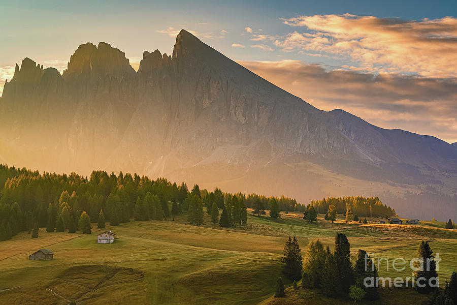 Sunrise at Alpe di Siusi #1 Photograph by Henk Meijer Photography