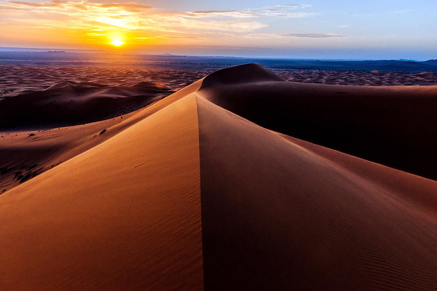Sunrise at Erg Chebbi Sand Dunes, Morocco,North Africa #1 Photograph by Pavliha