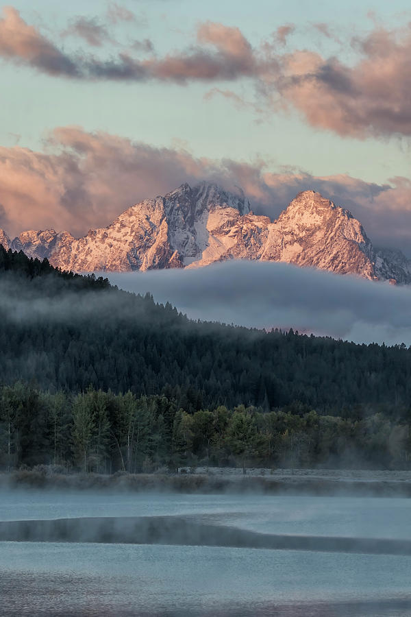 Sunrise of Grand Tetons from Oxbow Bend, Fall, No. 2 #1 Photograph by Belinda Greb