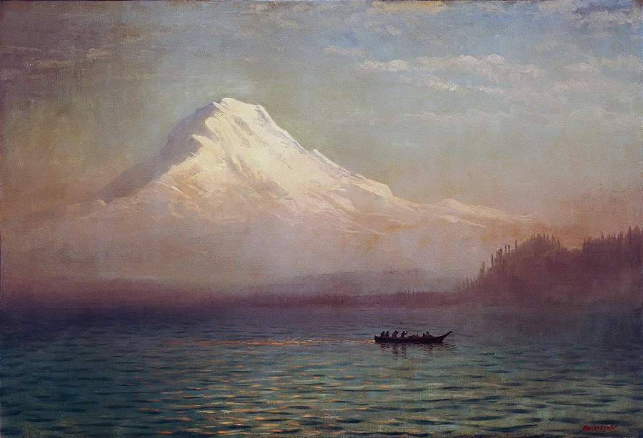 Albert Bierstadt  Painting - Sunrise on Mount Tacoma  #1 by Alexander Ivanov
