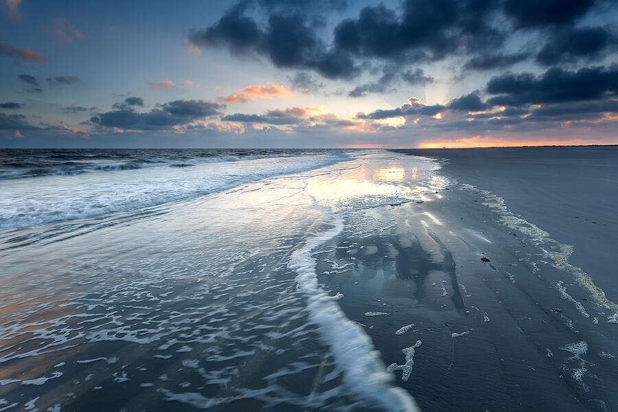 sunrise on North sea beach #1 Photograph by Catolla