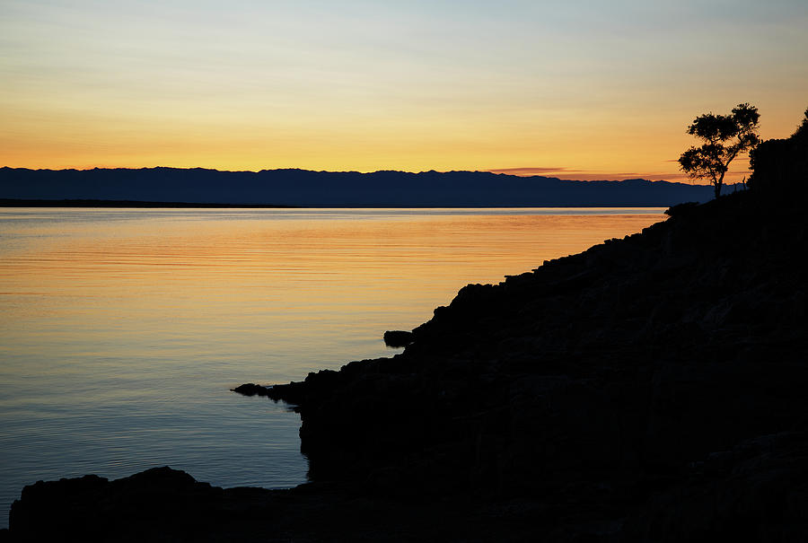 Sunrise over Cunski coastline, Losinj Island, Croatia #1 Photograph by Ian Middleton