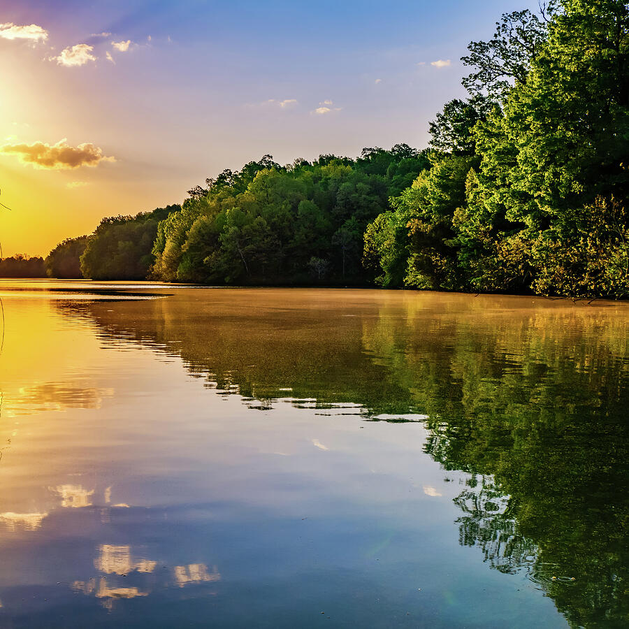 Sunrise Over Lake Fayetteville Arkansas 1x1 Photograph by Gregory Ballos