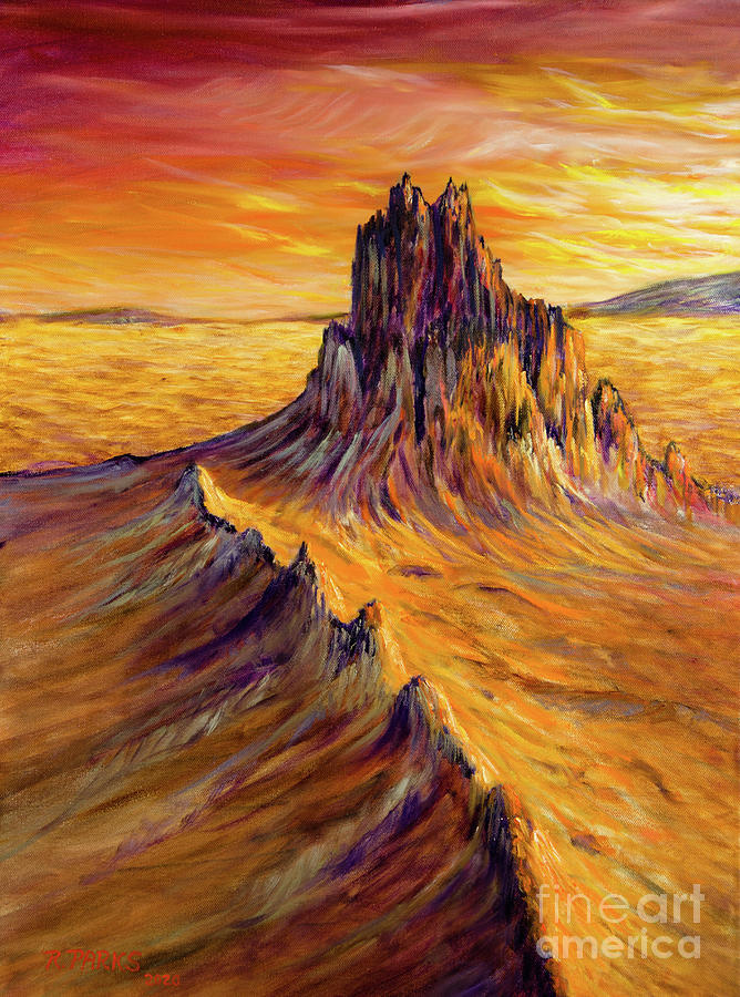 Sunrise over Shiprock Painting by Bob Parks