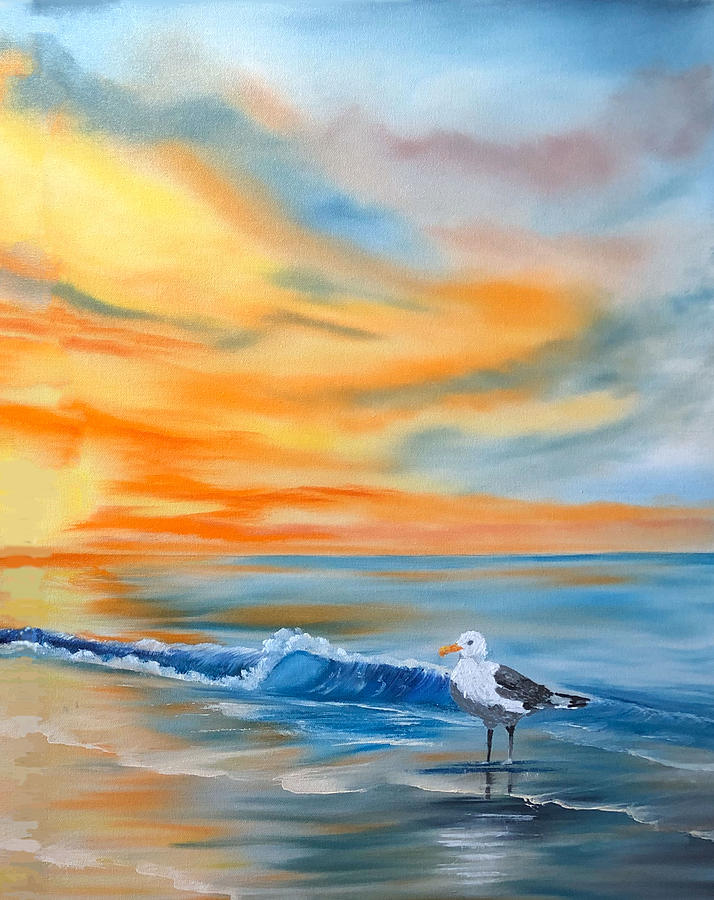 Sunset 2 of 3 #1 Painting by Sharon Mick
