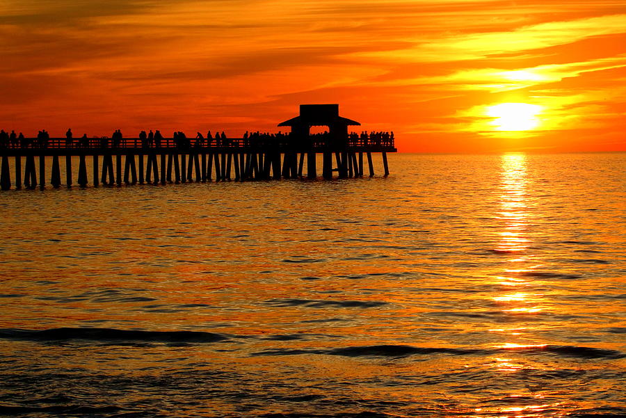 Sunset at Naples Pier FL Photograph by Olli Kay