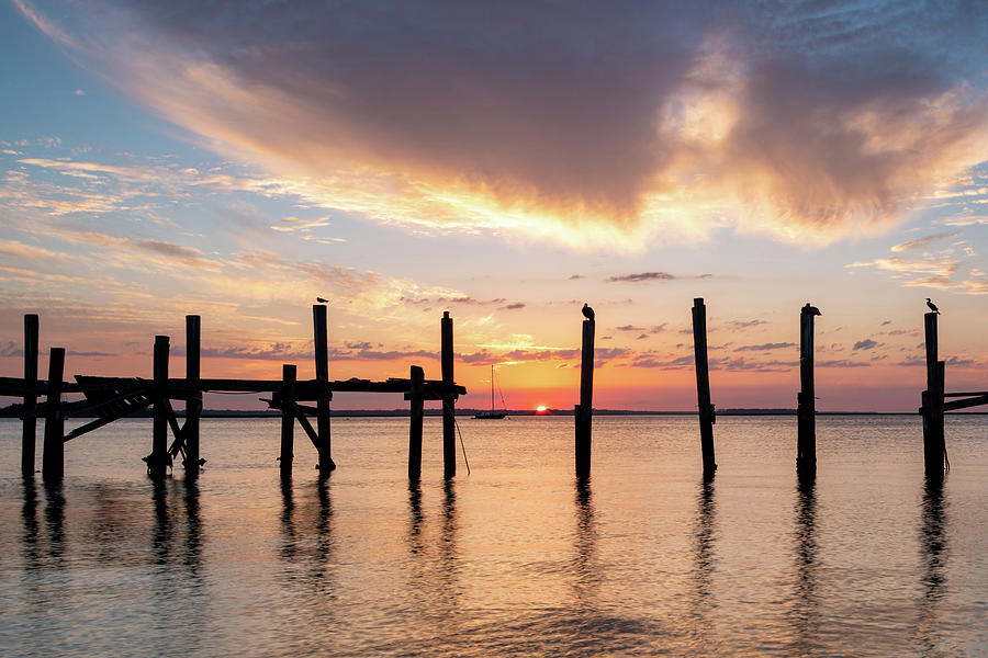 Sunset at the Old Dock, Fernandina Beach, Florida #1 Photograph by Dawna Moore Photography