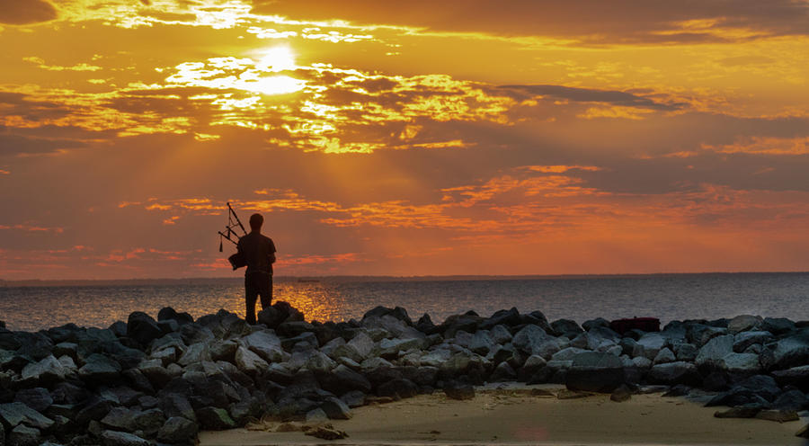 Sunset Bagpiper #1 Photograph by Jerry Gammon