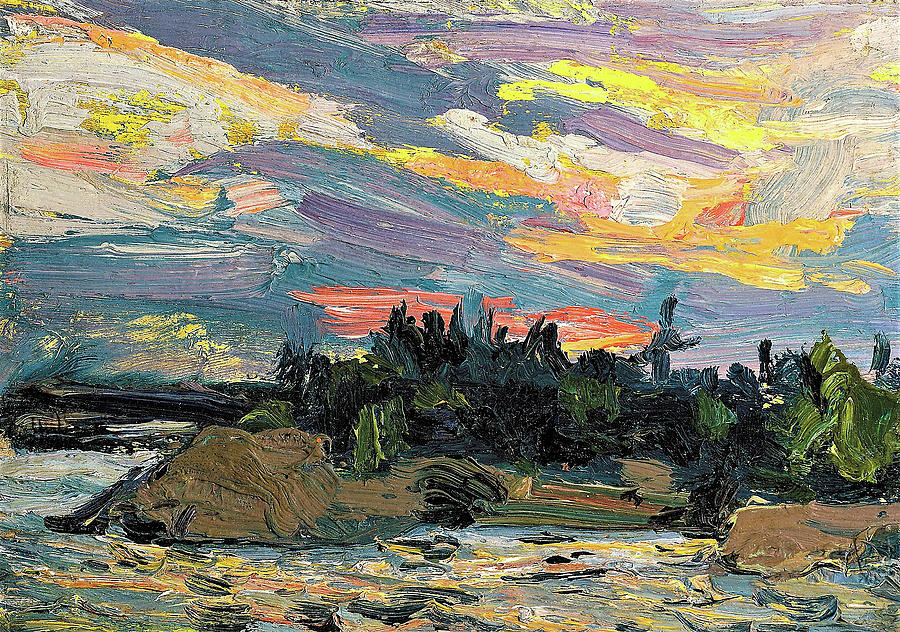Sunset Painting - Sunset, Canoe Lake - Digital Remastered Edition #2 by Tom Thomson