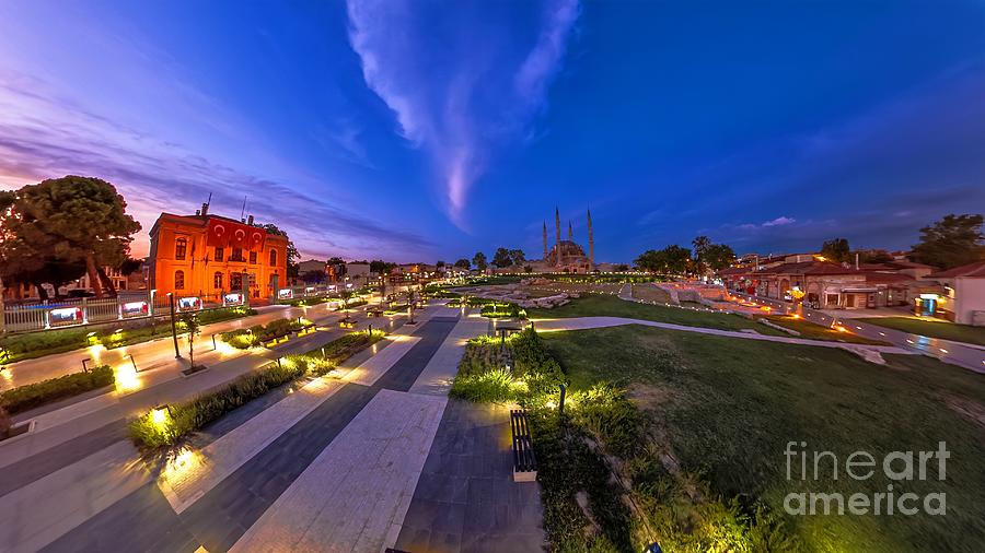 Sunset cityscape of Edirne in Turkey #1 Digital Art by Benny Marty