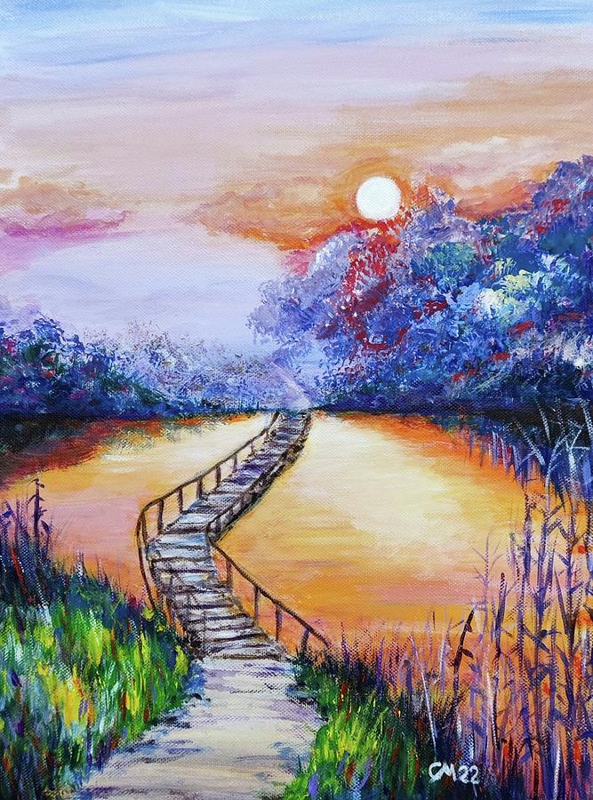 Sunset Painting by Cristina Marin - Fine Art America