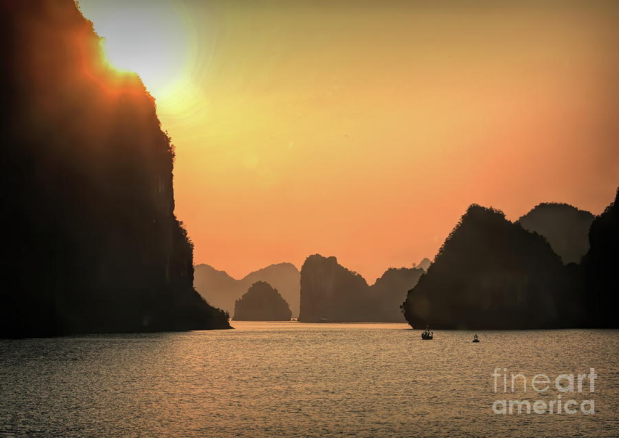 Sunset Ha Long Bay Vietnam #1 Photograph by Chuck Kuhn