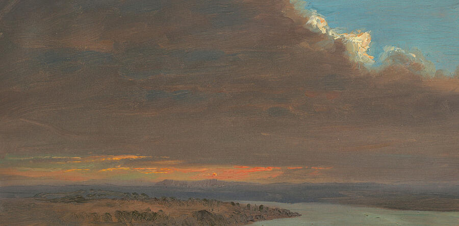 Sunset, Hudson Valley, New York, from 1870-1880 Painting by Frederic Edwin Church