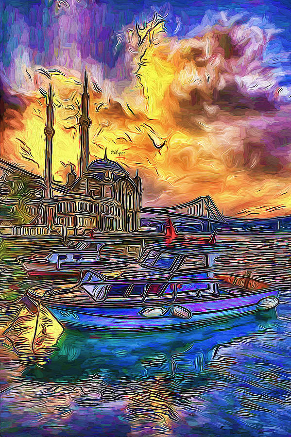Sunset in istanbul #1 Painting by Nenad Vasic