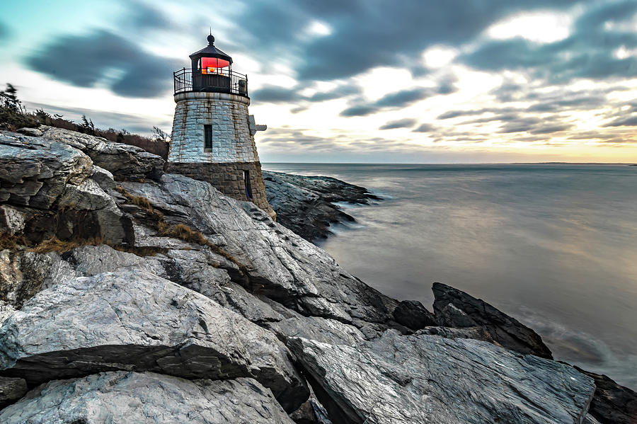 Sunset In Newport Rhode Island At Castle Hill Lighthouse #1 Photograph by Alex Grichenko