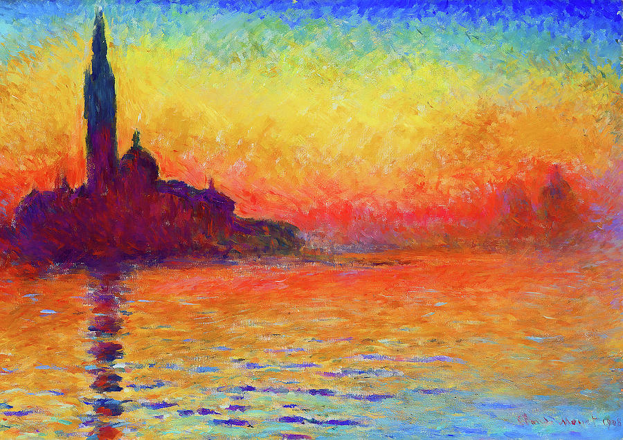 Claude Monet Painting - Sunset in Venice #1 by Jon Baran