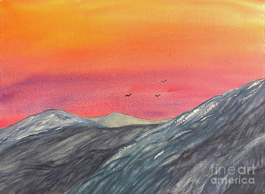Sunset Mountains Painting by Lisa Neuman