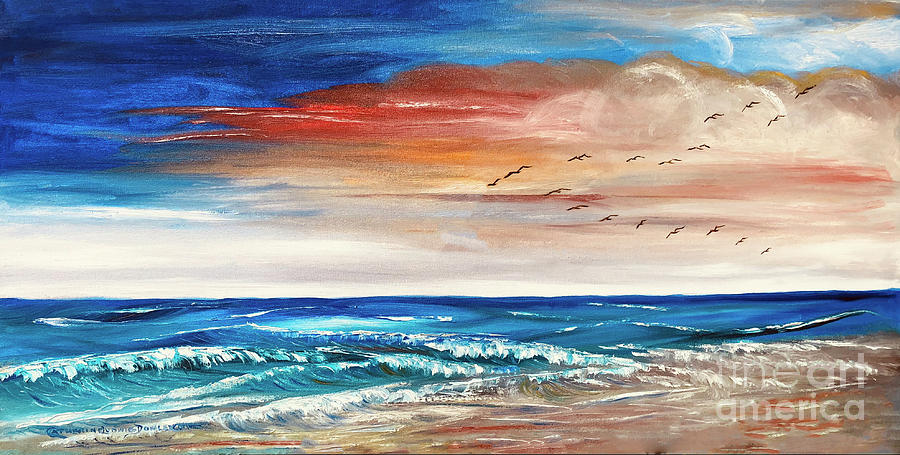  Sunset On Bethany Beach  Painting by Catherine Ludwig Donleycott