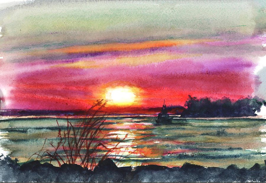 Sunset on the Inlet #1 Painting by Patricia Allingham Carlson