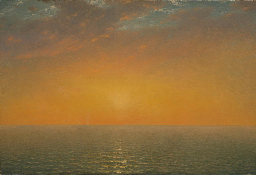 John Frederick Kensett Painting - Sunset on the Sea  #1 by John Frederick Kensett
