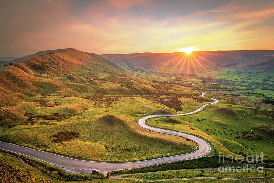 Road to the sun - The winding road to Edale Peak District National Park, Derbyshire, England Photograph by Neale And Judith Clark