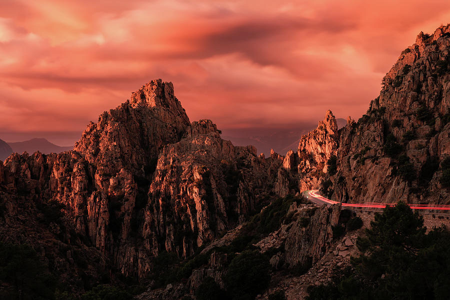 Sunset Over Calanches Of Piana In Corsica Photograph