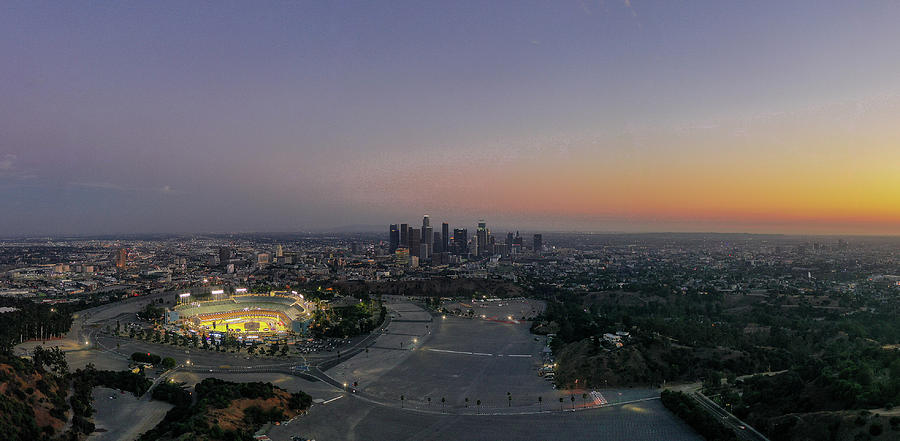 Sunset over Dodger Stadium Poster by Josh Fuhrman - Pixels