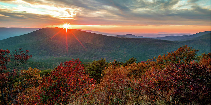 Sunset Point Vista Panorama Along the Talimena Scenic Byway Drive in Autumn Photograph by Gregory Ballos
