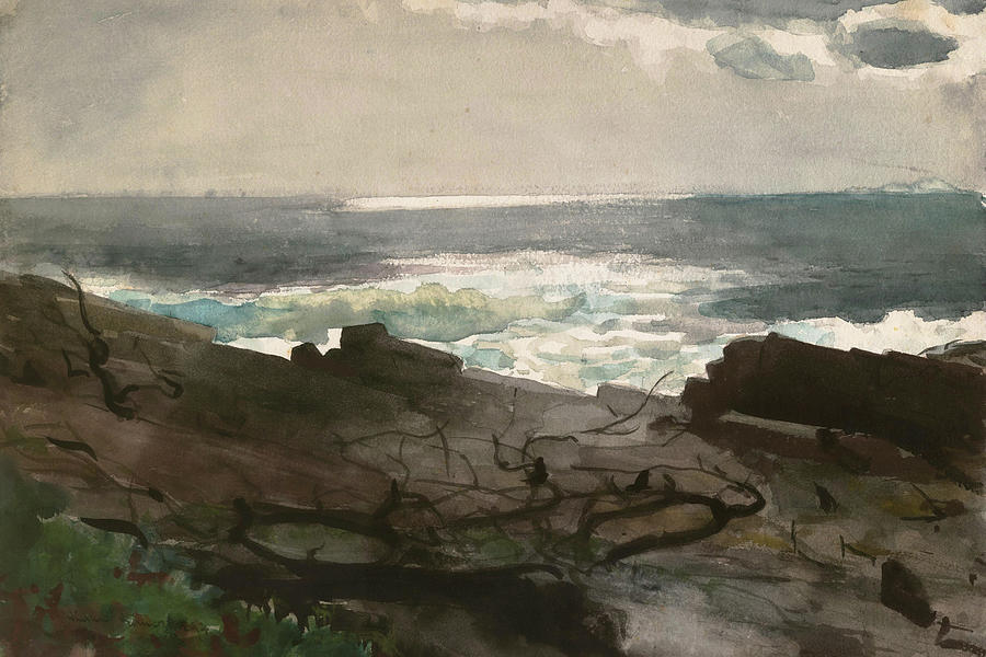 American Artists Painting - Sunshine and Shadow, Prouts Neck #1 by Winslow Homer