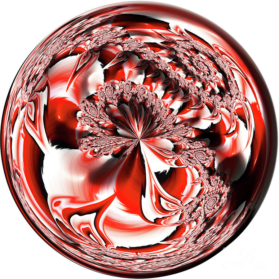 Abstract Digital Art - Super Red Spiral Orb #1 by Elisabeth Lucas