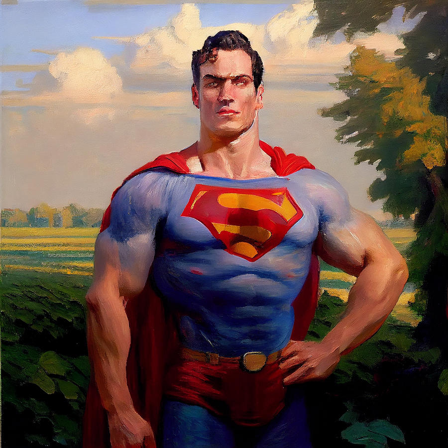 Superman By Monet Impresionist Oil Painting By Asar Studios Digital Art 