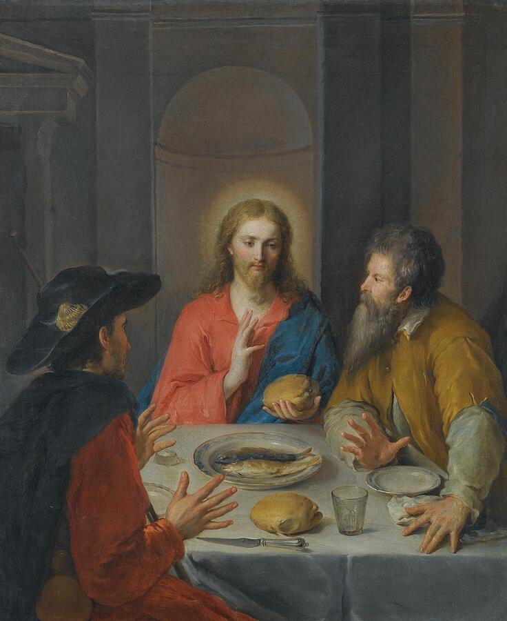 Supper At Emmaus Painting - Supper At Emmaus th Century #1 by Roman School