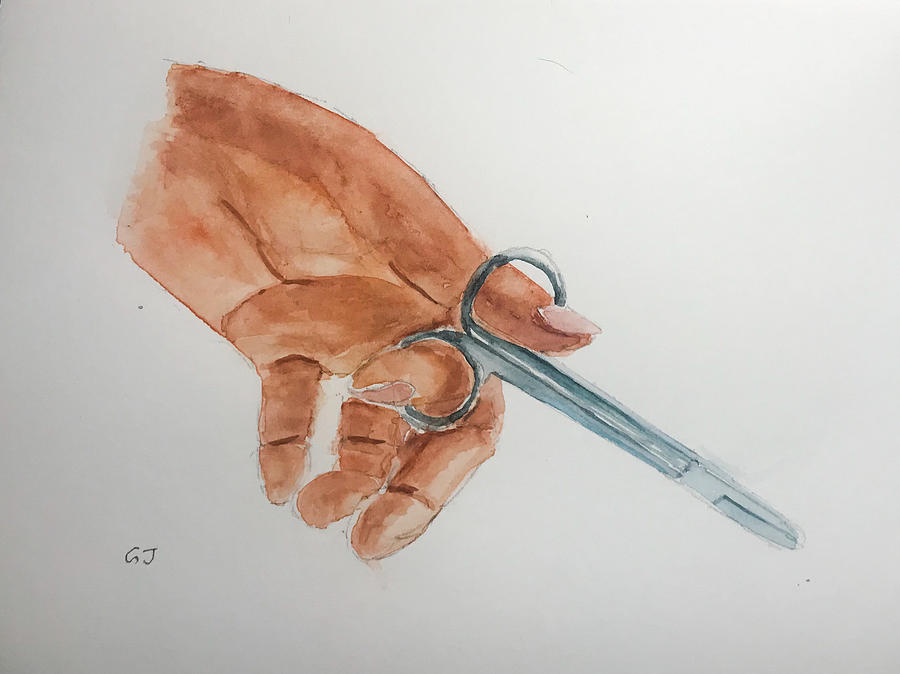 Surgeons hand watercolor5 #1 Painting by George Jacob