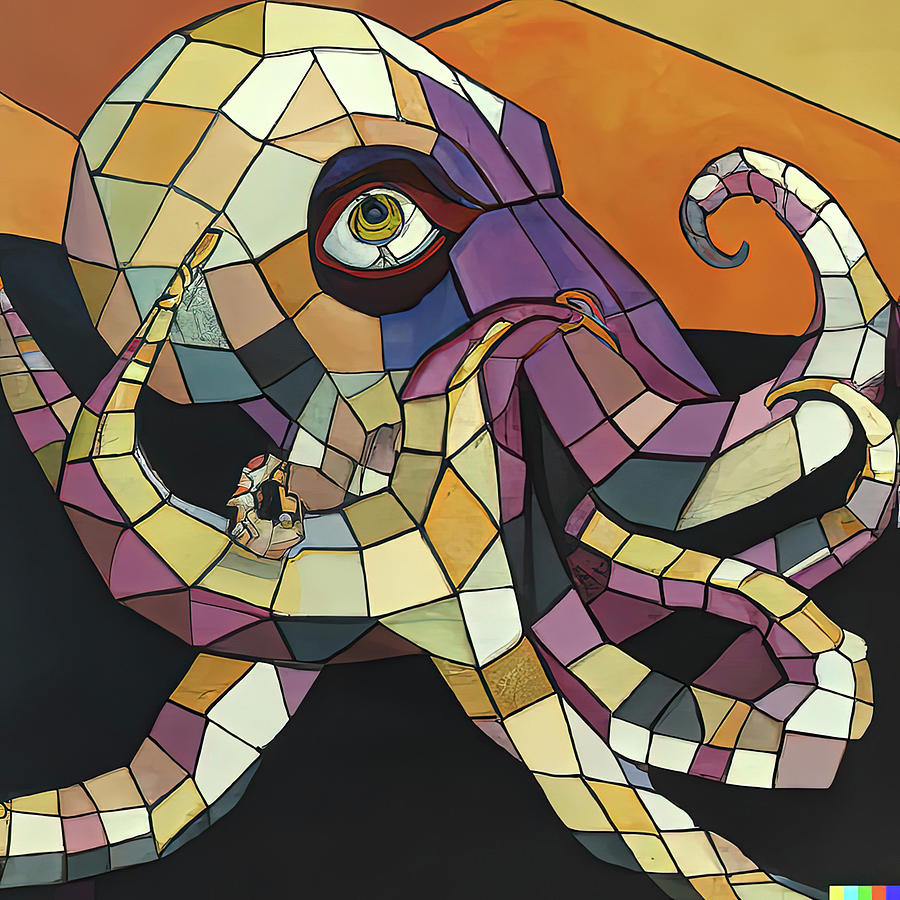 Surreal, Cubist view of large octopus #2 Photograph by Steve Estvanik