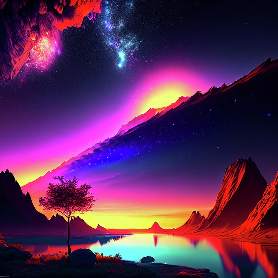 Surreal Sunset Ai Generated Abstract Landscape Digital Art By Luigi