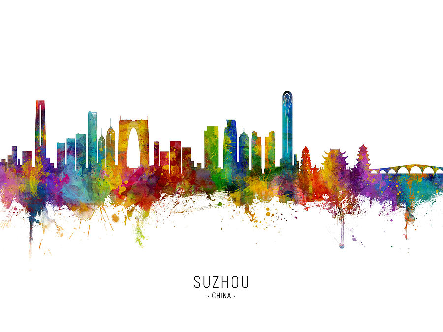Suzhou China Skyline #1 Digital Art by Michael Tompsett