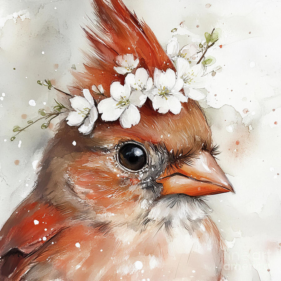 Sweet Little Cardinal 2 Painting by Tina LeCour Sweet Little Cardinal 2 Painting by Tina LeCour