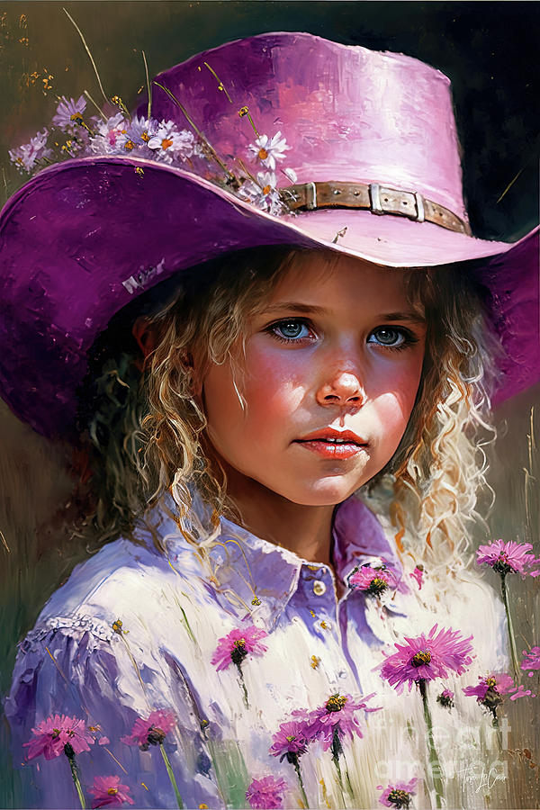 Yellowstone National Park Painting - Sweet Little Cowgirl by Tina LeCour